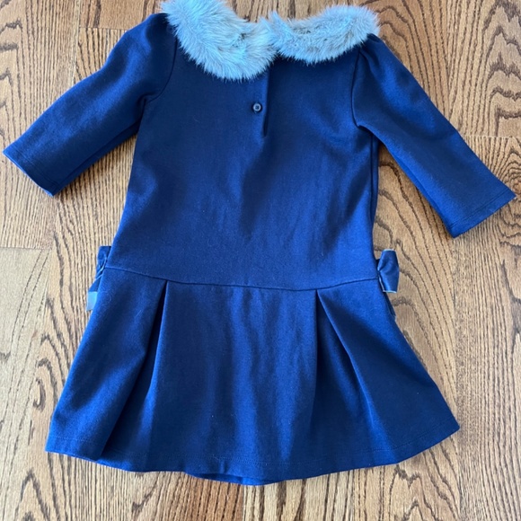 Beautiful Janie and Jack navy dress with fur collar, size 5! - Picture 4 of 4